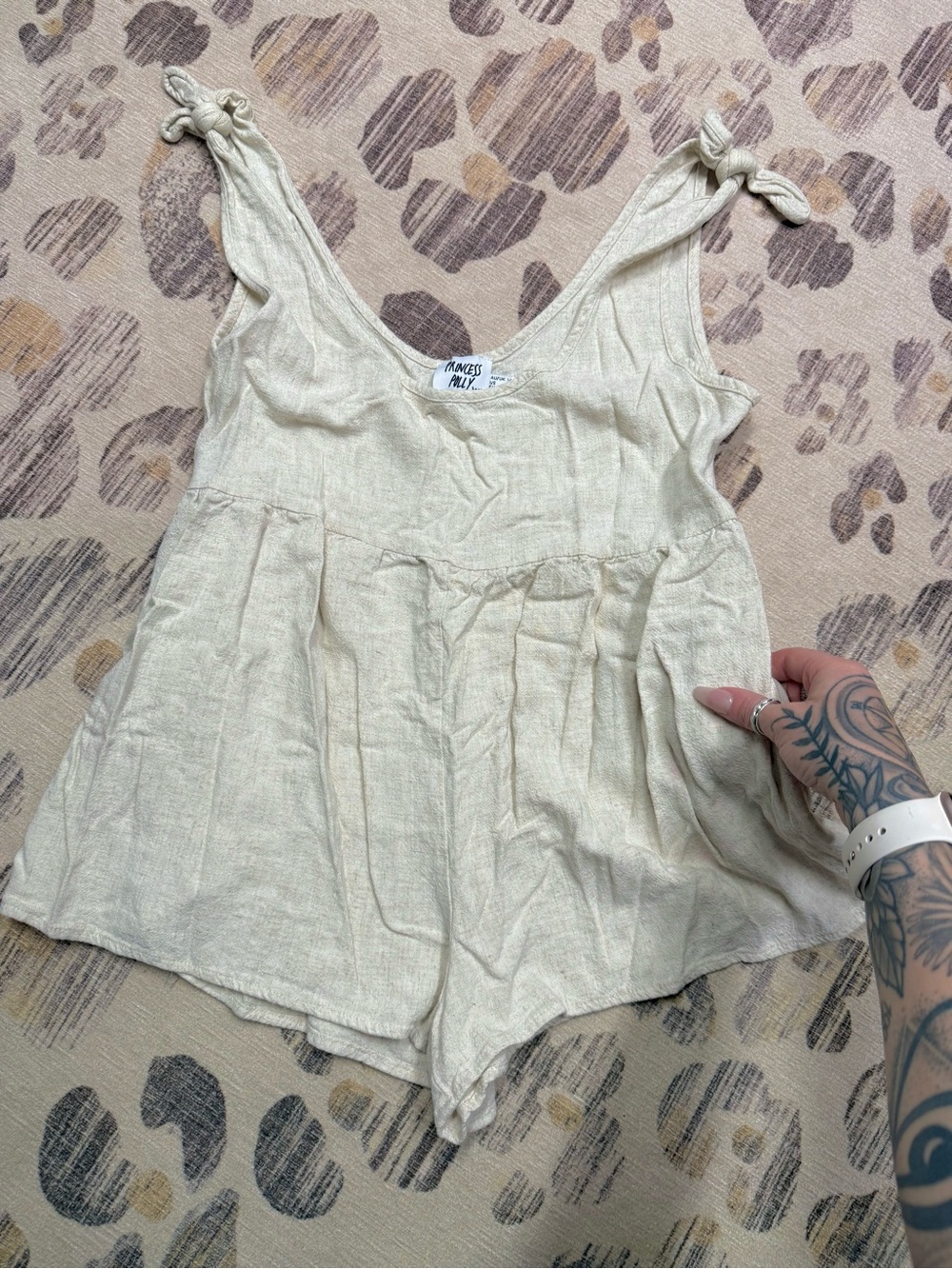 Princess Polly tan linen jumpsuit size 10